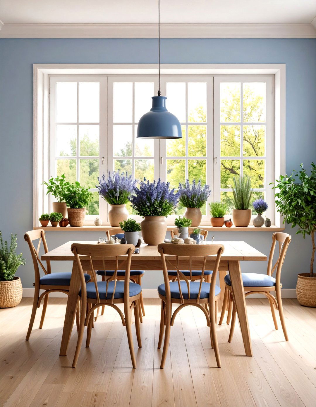 Lavender and Olive Topiaries Infuse Scent and Color - 20 French Country Dining Room Ideas