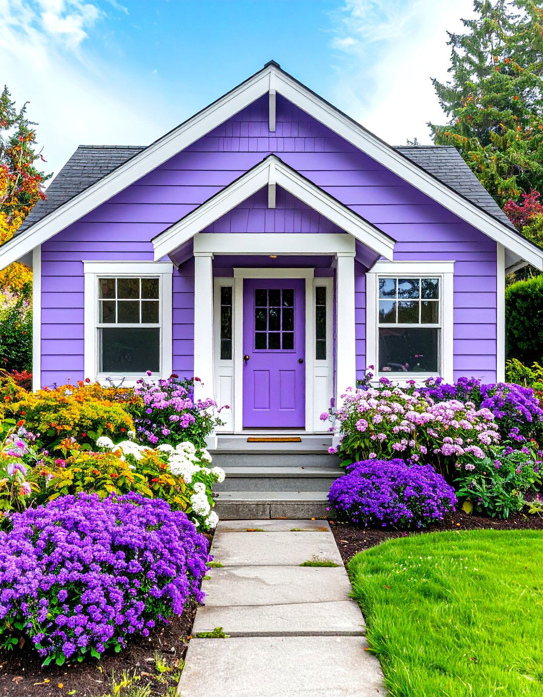 Lavender and White Whimsical Small Home Color Scheme - 20 Exterior Color Palettes for Small Homes