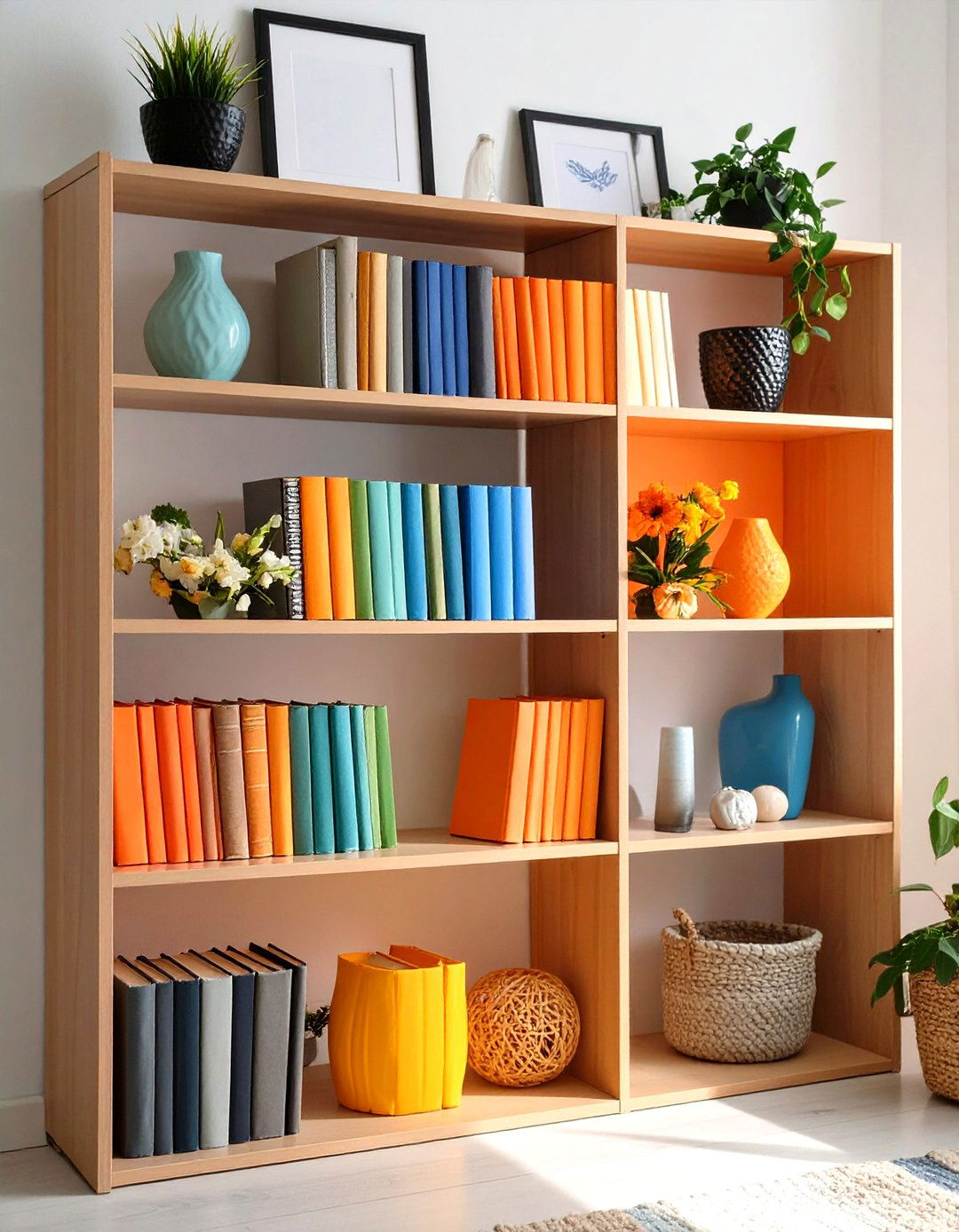 Layer Books with Art and Objects - 20 Shelf Decor Ideas