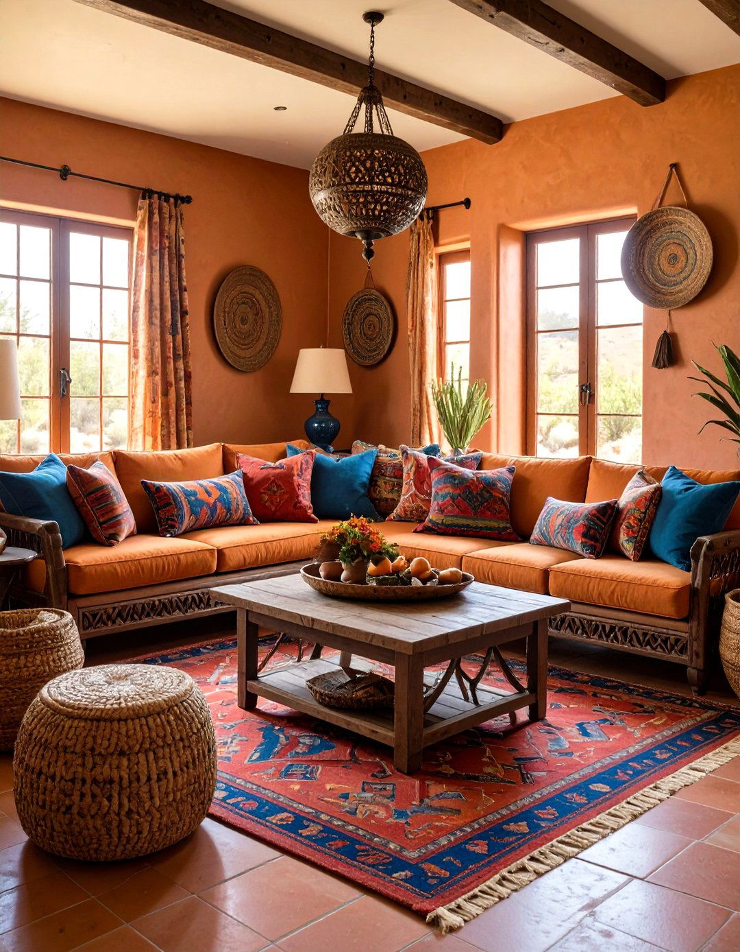 Layer Handwoven Navajo Rugs - 20 Southwestern Living Room Ideas