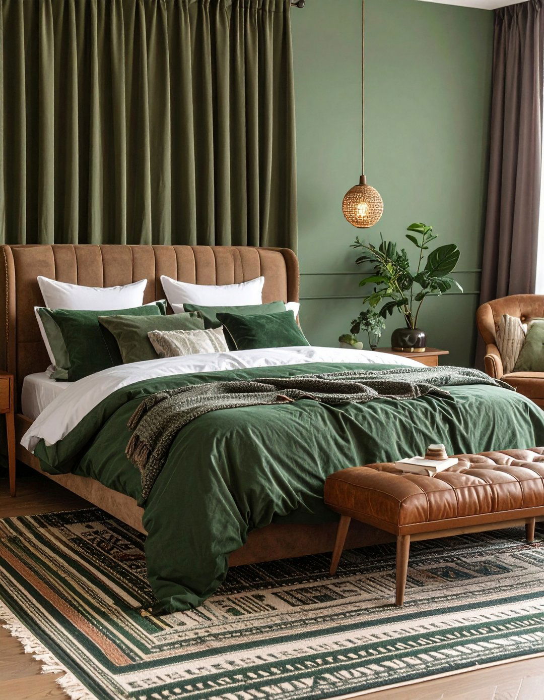 Layer Multiple Greens in One Forest Green Bedroom for Organic Depth - 20 Forest Green Bedroom Ideas