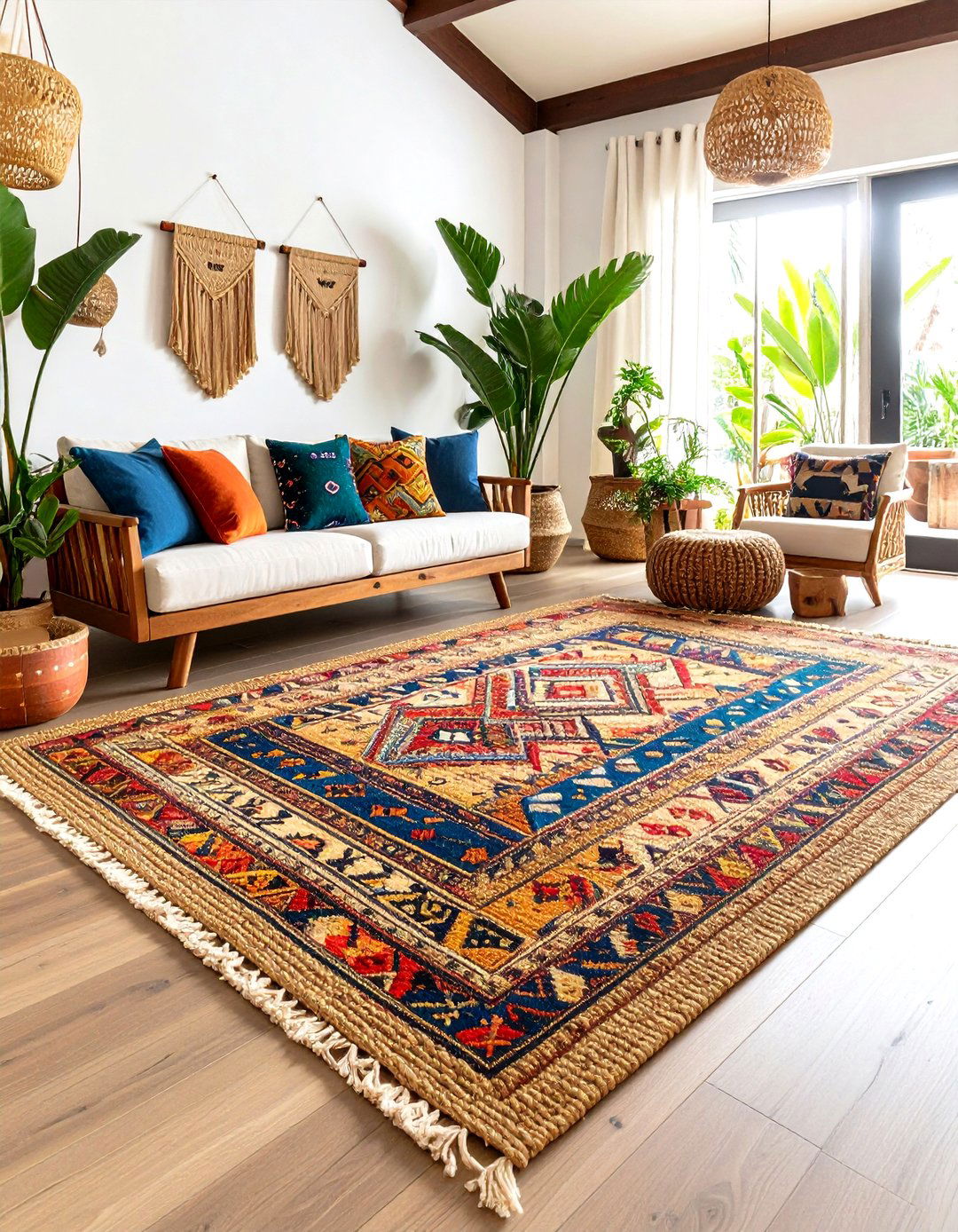 Layer Multiple Rugs for Boho Decor Warmth - 20 Boho Decor Ideas