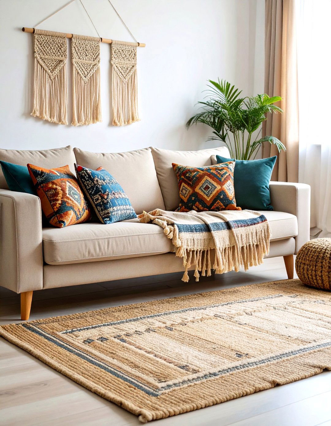 Layer Neutrals With Textiles for Instant Warmth - 20 Boho Farmhouse Decor Ideas