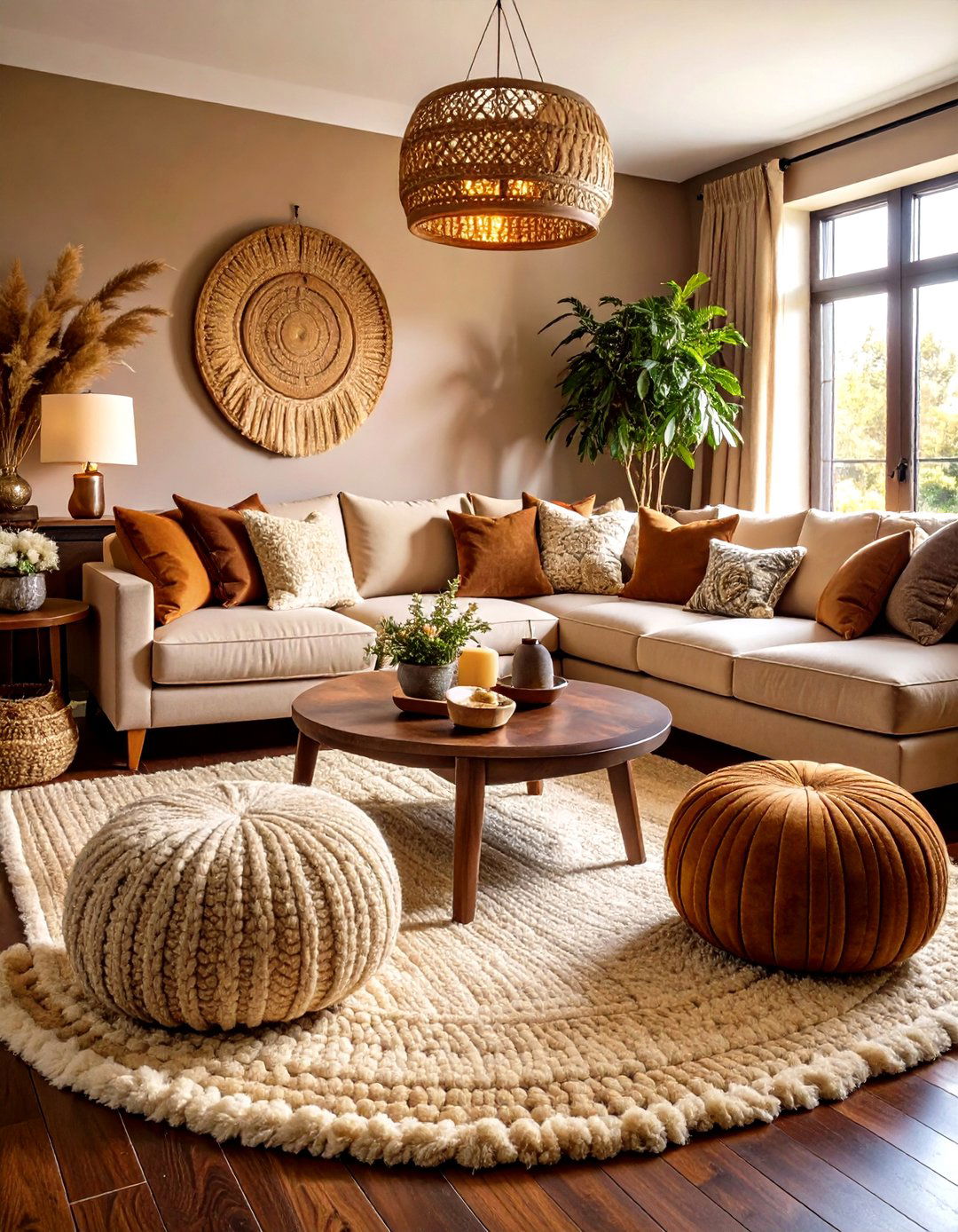 Layer Plush Textiles for Cozy Dimension - 20 Dark Brown Floor Living Room Ideas