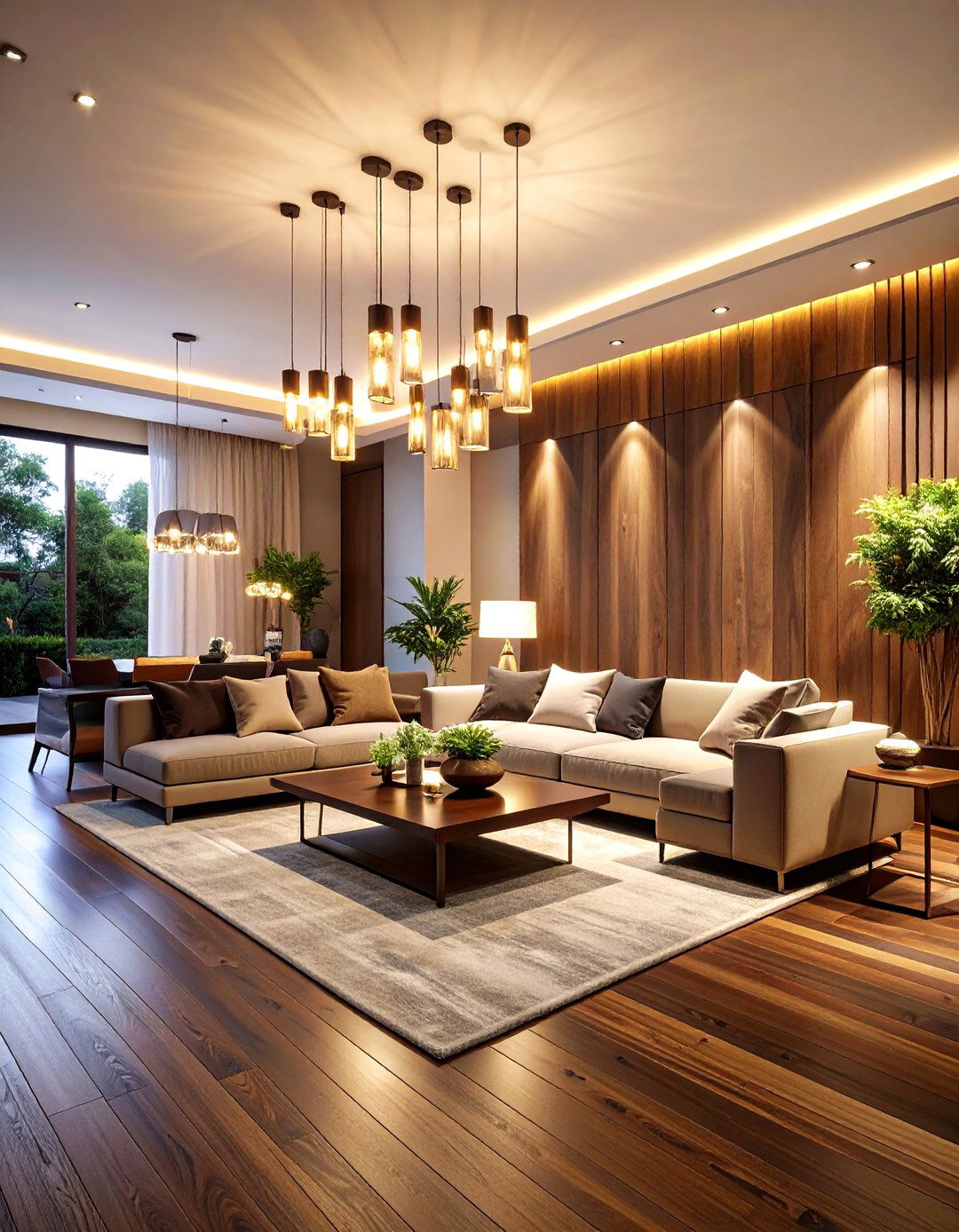 Layer Sculptural Lighting for Drama and Comfort - 20 Dark Brown Floor Living Room Ideas