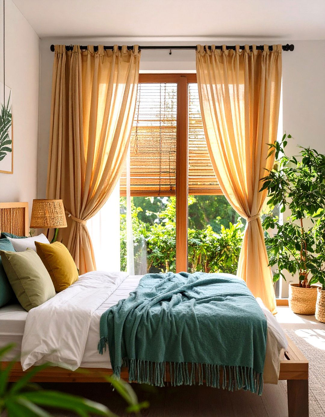 Layer Window Treatments - 20 Small Boho Bedroom Ideas