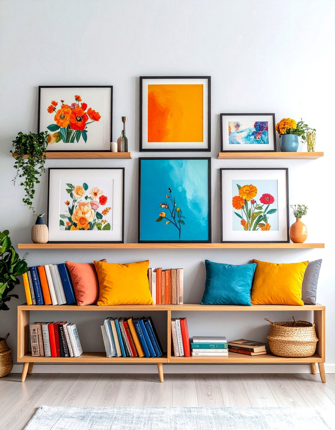 Layered Artwork and Picture Displays - 20 Bookshelf Decor Ideas