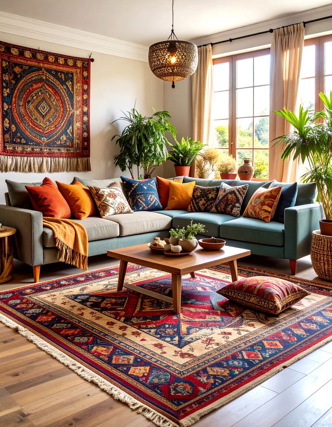 Layered Bohemian Textiles for Instant Warmth - 20 Gypsy Bohemian Living Room Ideas