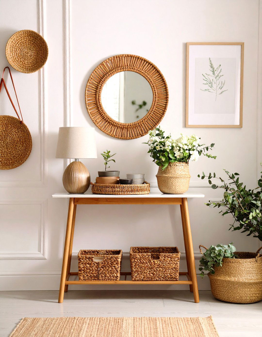 Layered Console Table Styling - 20 Hallway Decor Ideas