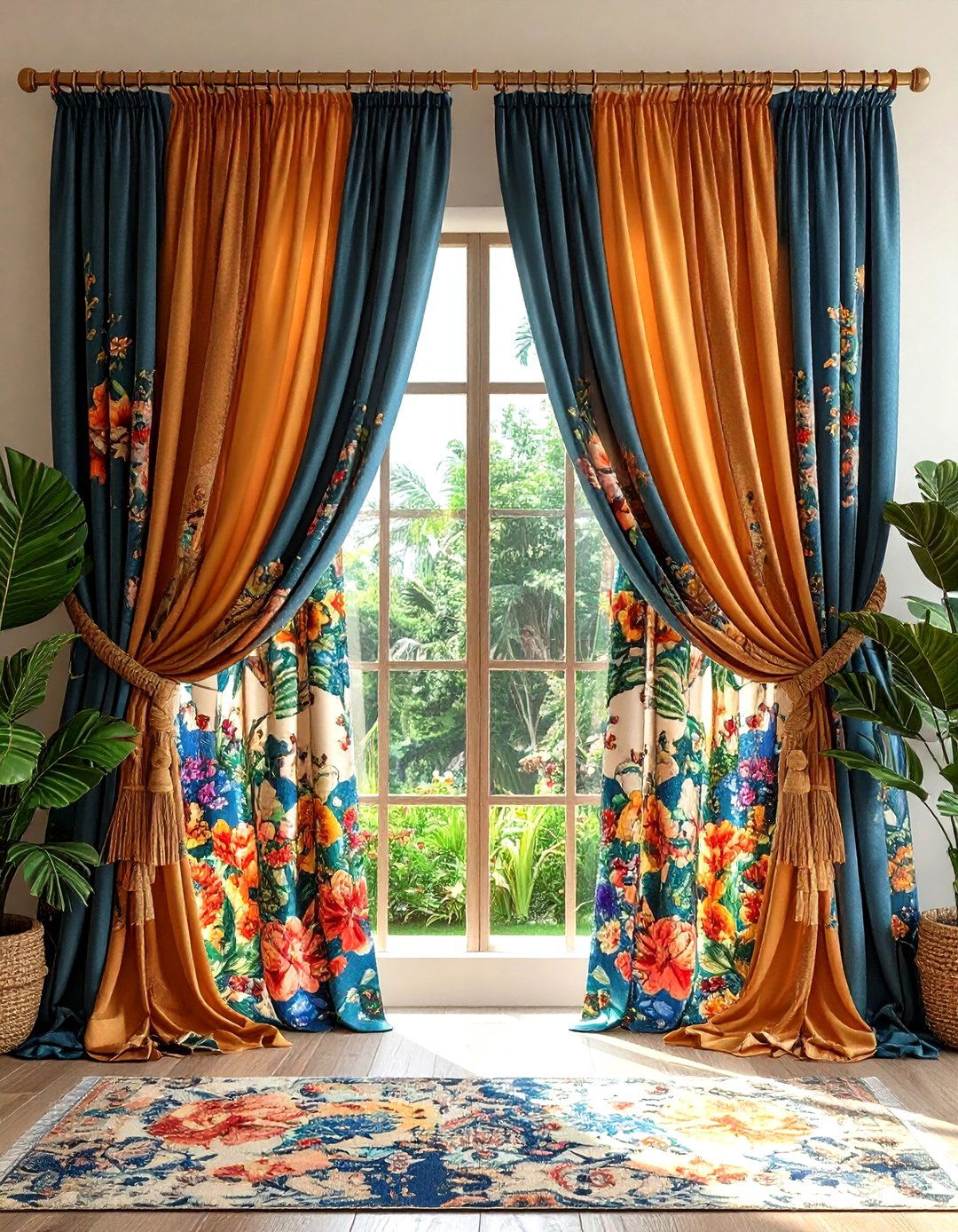 Layered Curtains That Mix Prints Fearlessly - 20 Boho Curtain Ideas