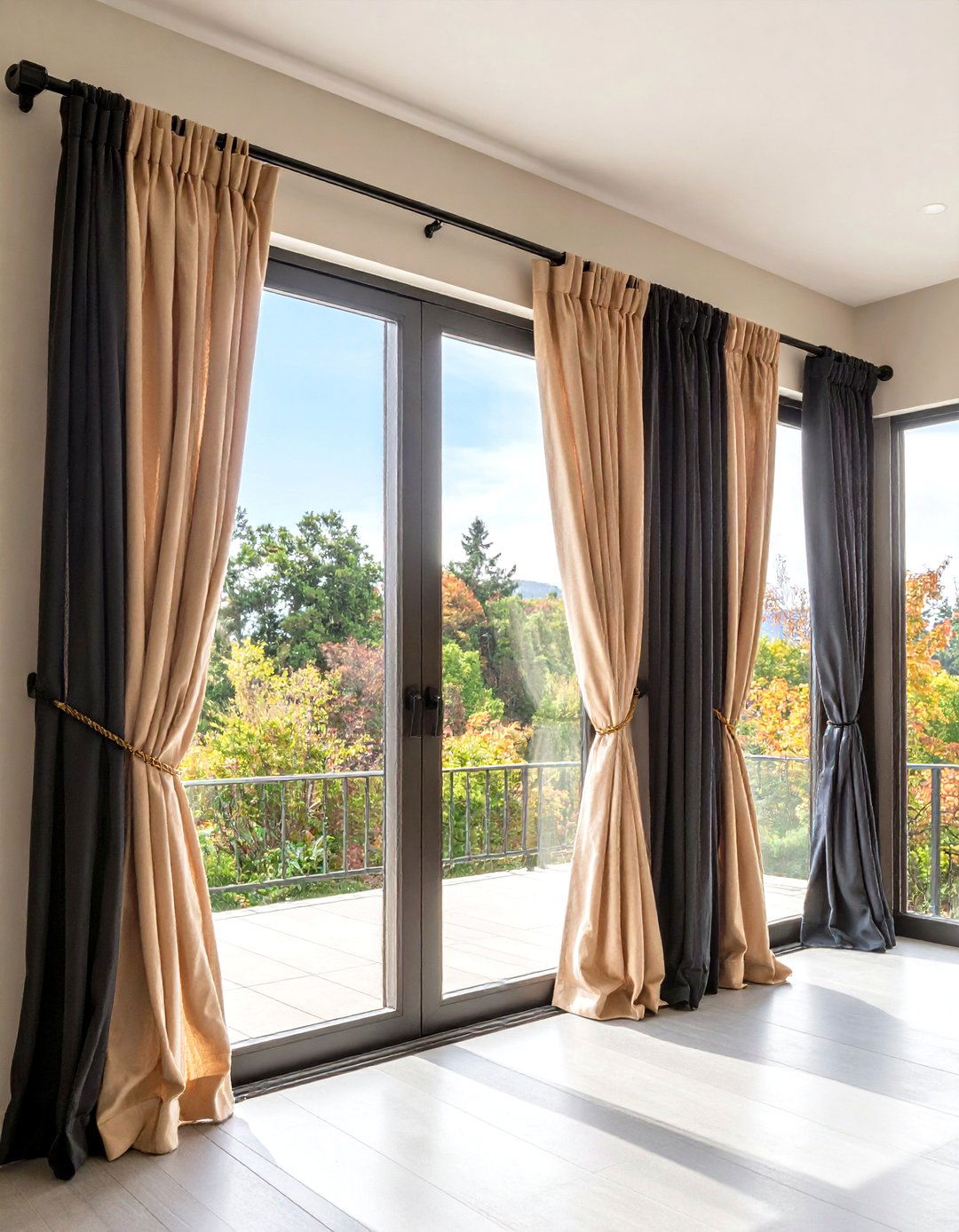 Layered Curtains - 20 Sliding Door Curtain Ideas