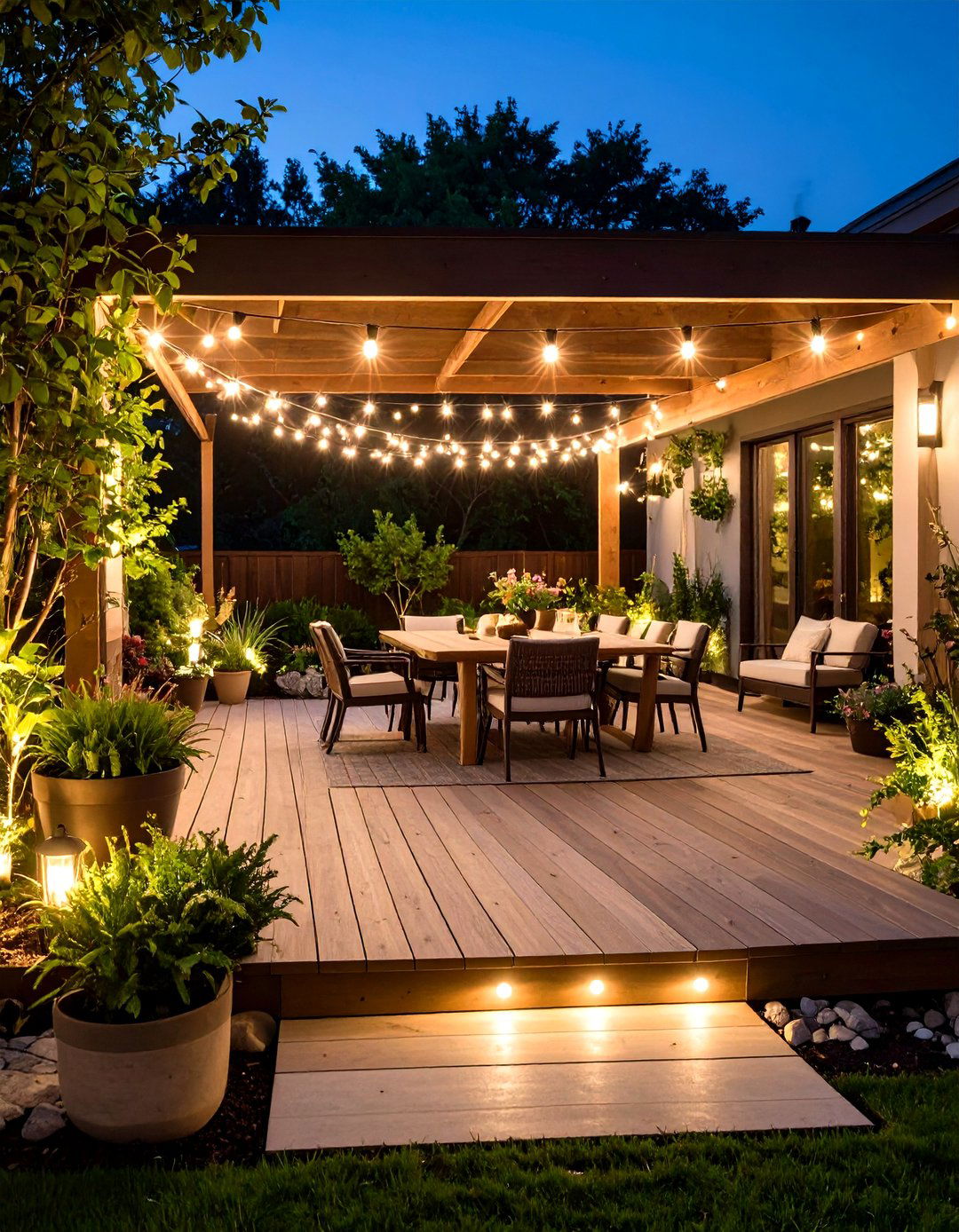 Layered Deck Lighting for Instant Ambience - 20 Deck Decorating Ideas