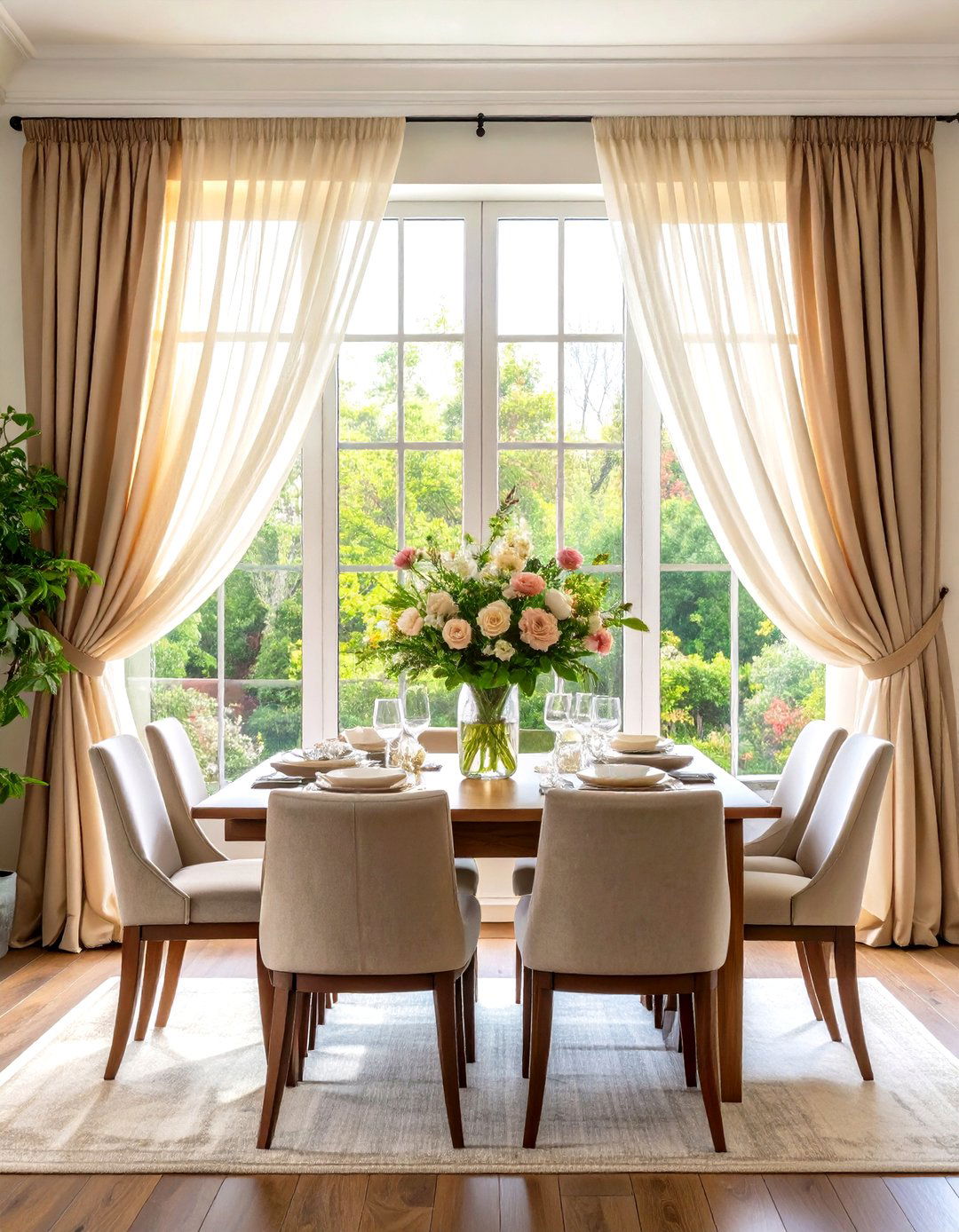 Layered Dining Room Curtains with Sheers and Blackouts - 20 Dining Room Curtain Ideas