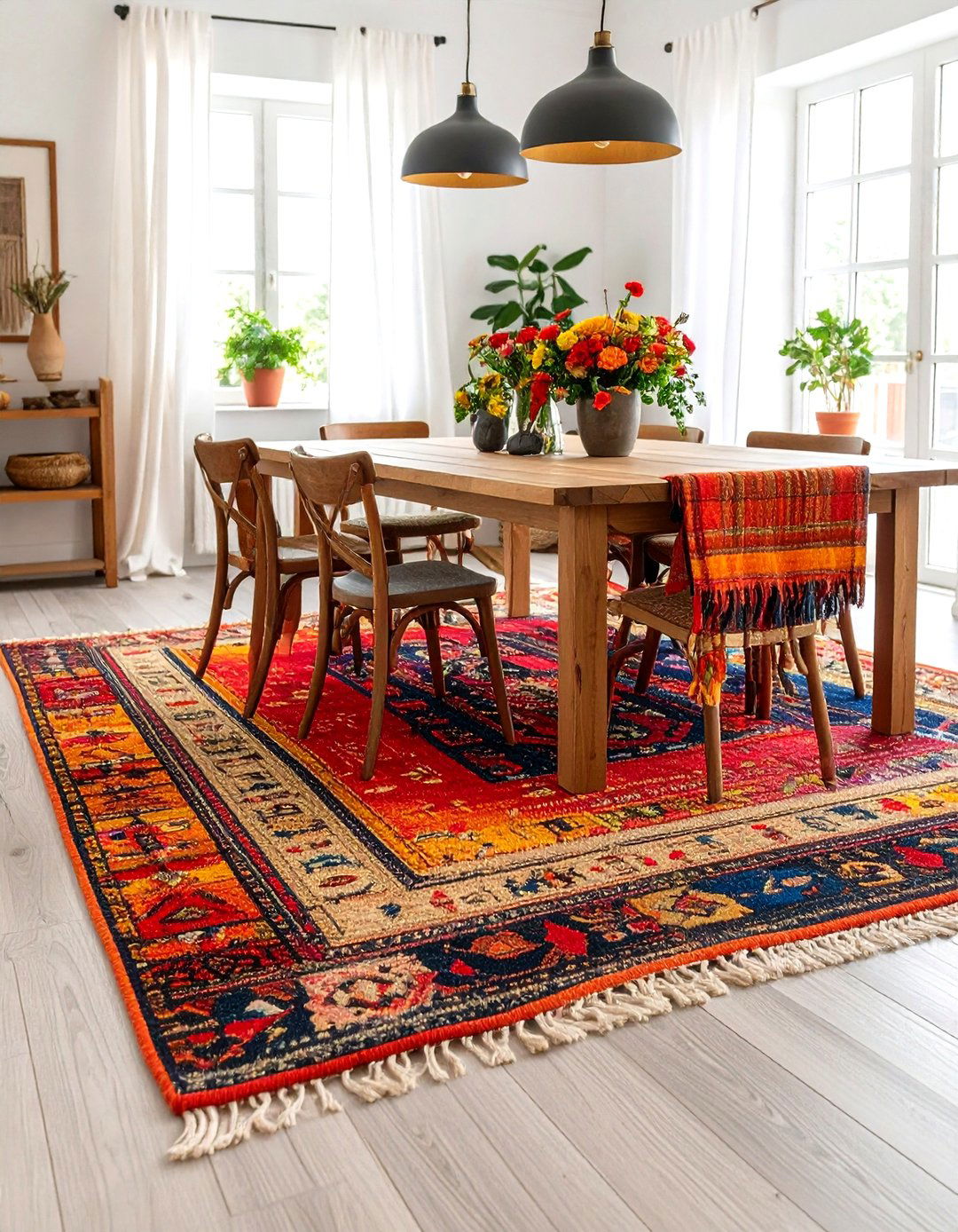 Layered Dining Room Rug Combo for Depth - 20 Dining Room Rug Ideas