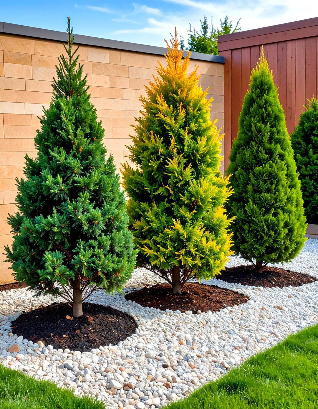 Layered Dwarf Conifers for Evergreen Texture - 20 Front Yard Evergreen Landscaping Ideas
