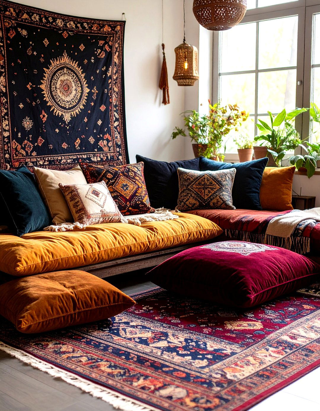 Layered Floor Cushions and Tapestries for Lounge Corners - 20 Gothic Boho Decor Ideas