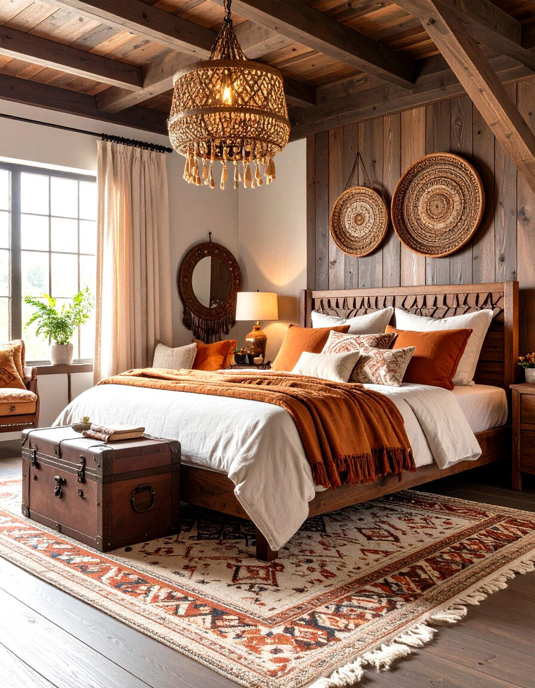 Layered Global Prints Tell Bedroom Stories - 20 Dark Boho Bedroom Ideas