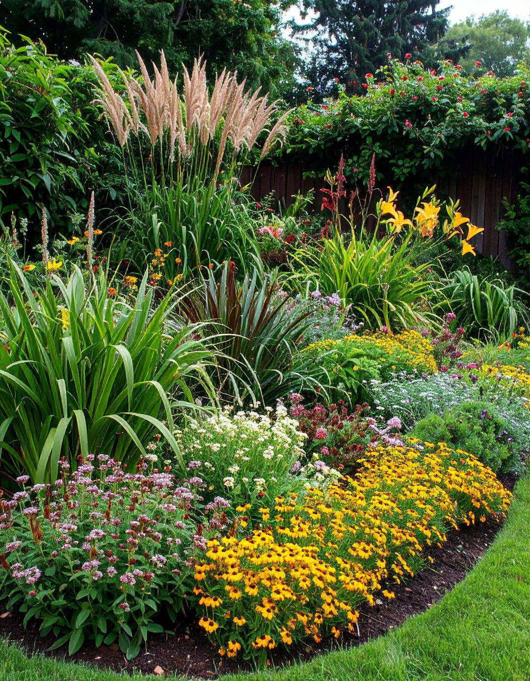 Layered Height Flower Bed Design - 20 Front Yard Flower Bed Ideas
