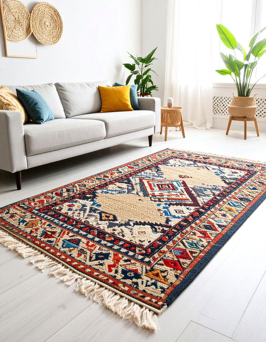 Layered Jute and Kilim Boho Rug Combination - 20 Boho Rug Ideas
