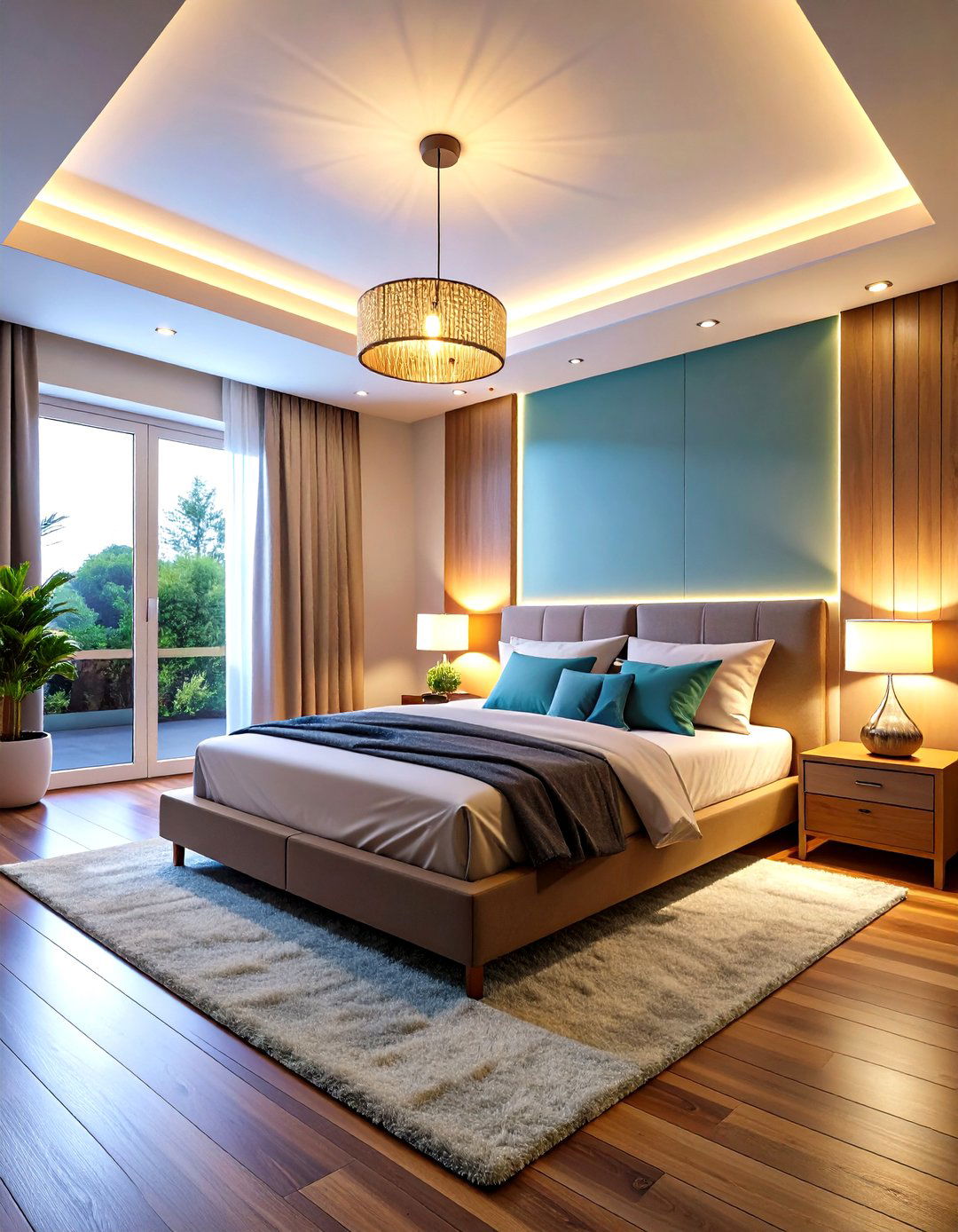 Layered Lighting - 20 Small Bedroom Lighting Ideas