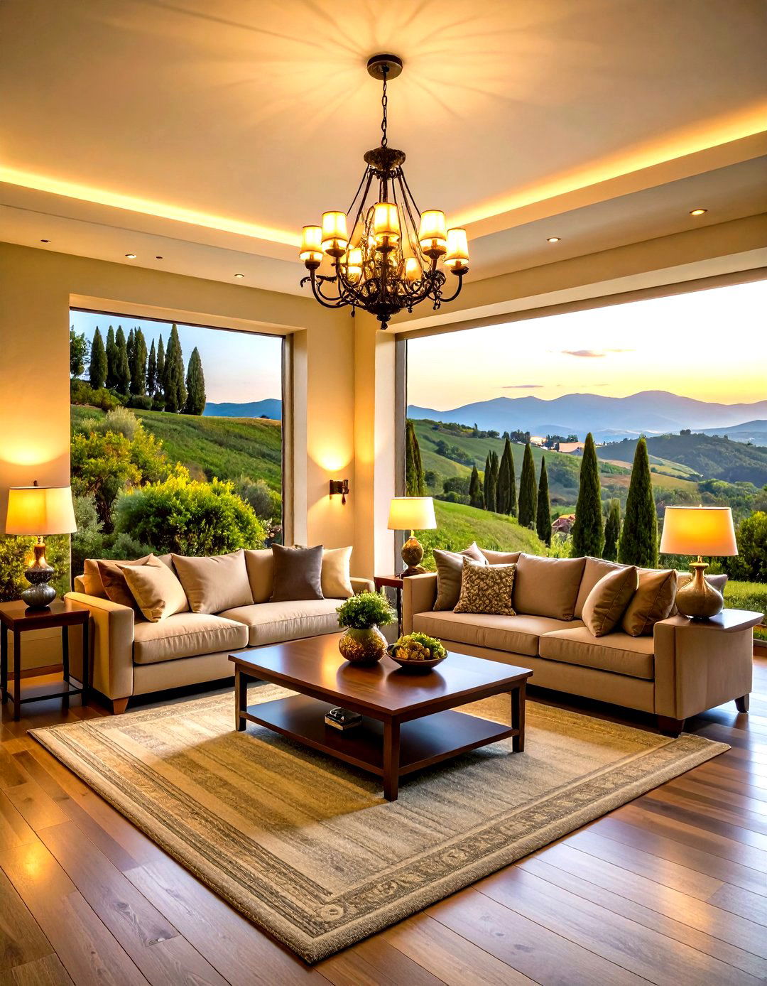 Layered Lighting - 20 Tuscan Living Room Ideas