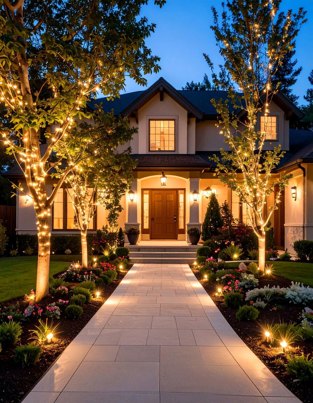 Layered Lighting Adds Safe Stylish Curb Appeal - 20 Curb Appeal Ideas