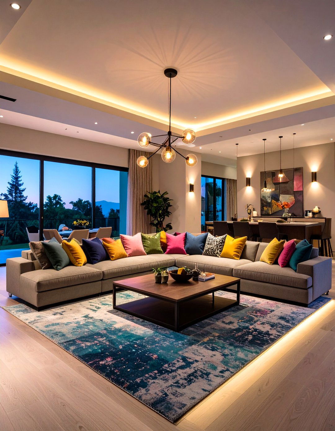 Layered Lighting Design - 20 Sunken Living Room Ideas