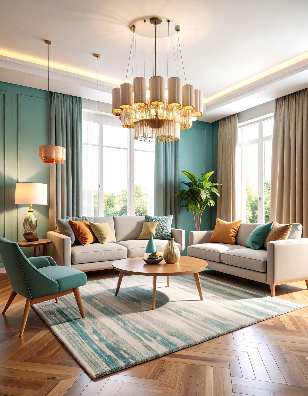 Layered Lighting Living Room Design with Multiple Sources - 20 Living Room Design Ideas