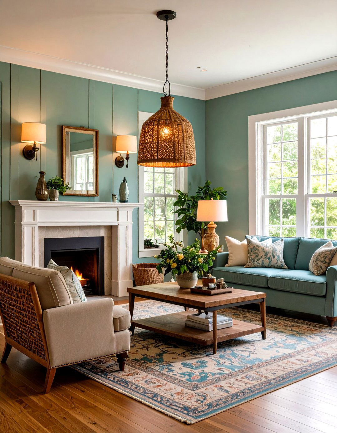 Layered Lighting Shapes a Hamptons Living Room - 20 Hamptons Living Room Ideas