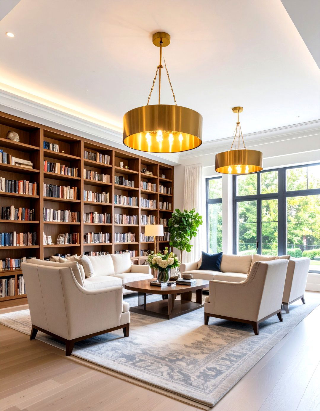 Layered Lighting Strategy for the Home Library - 20 Dark Green Home Library Ideas and Inspiration