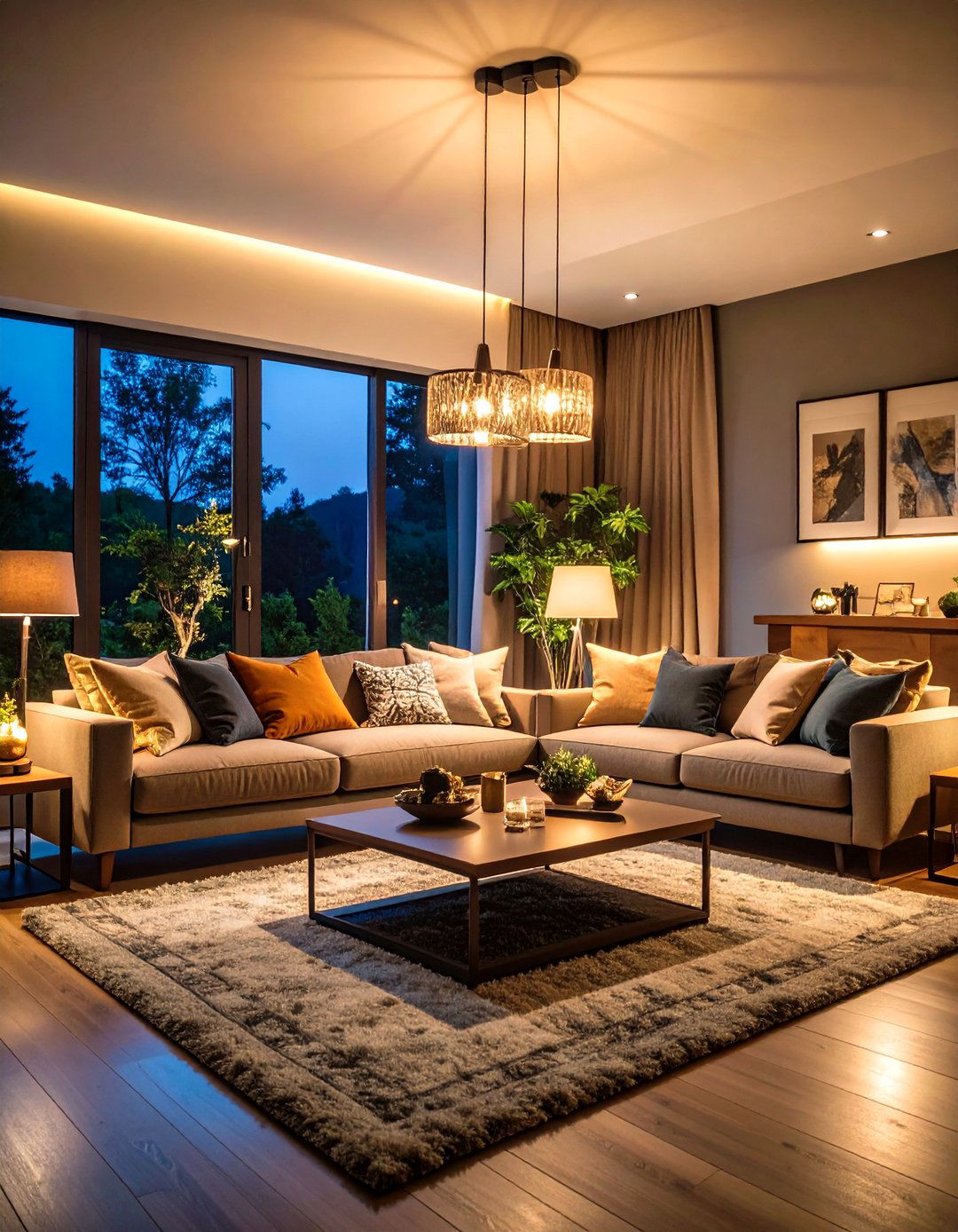 Layered Lighting - 20 Simple Living Room Ideas
