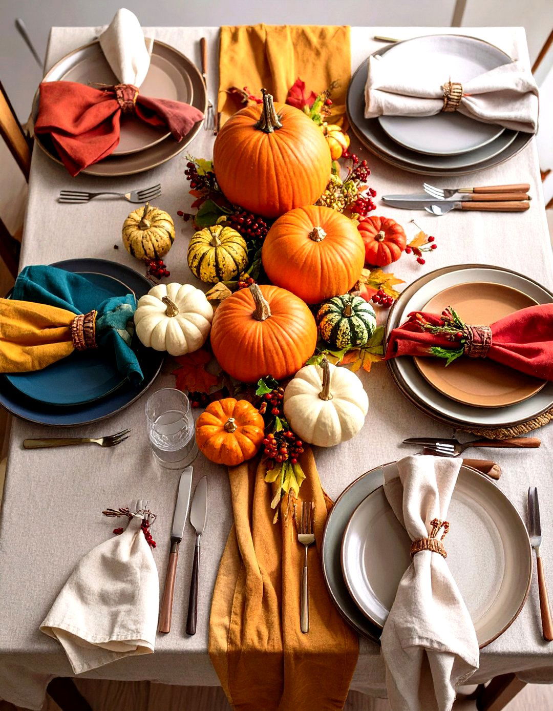 Layered Linen Textures - 20 Thanksgiving Table Settings