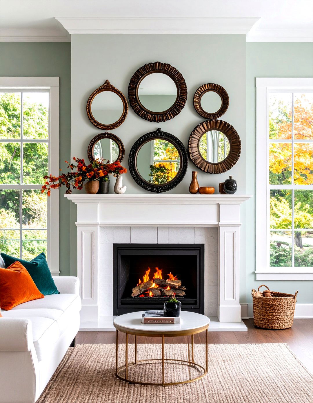 Layered Mirror Collection Over Fireplace - 20 Mirror Over Fireplace Ideas
