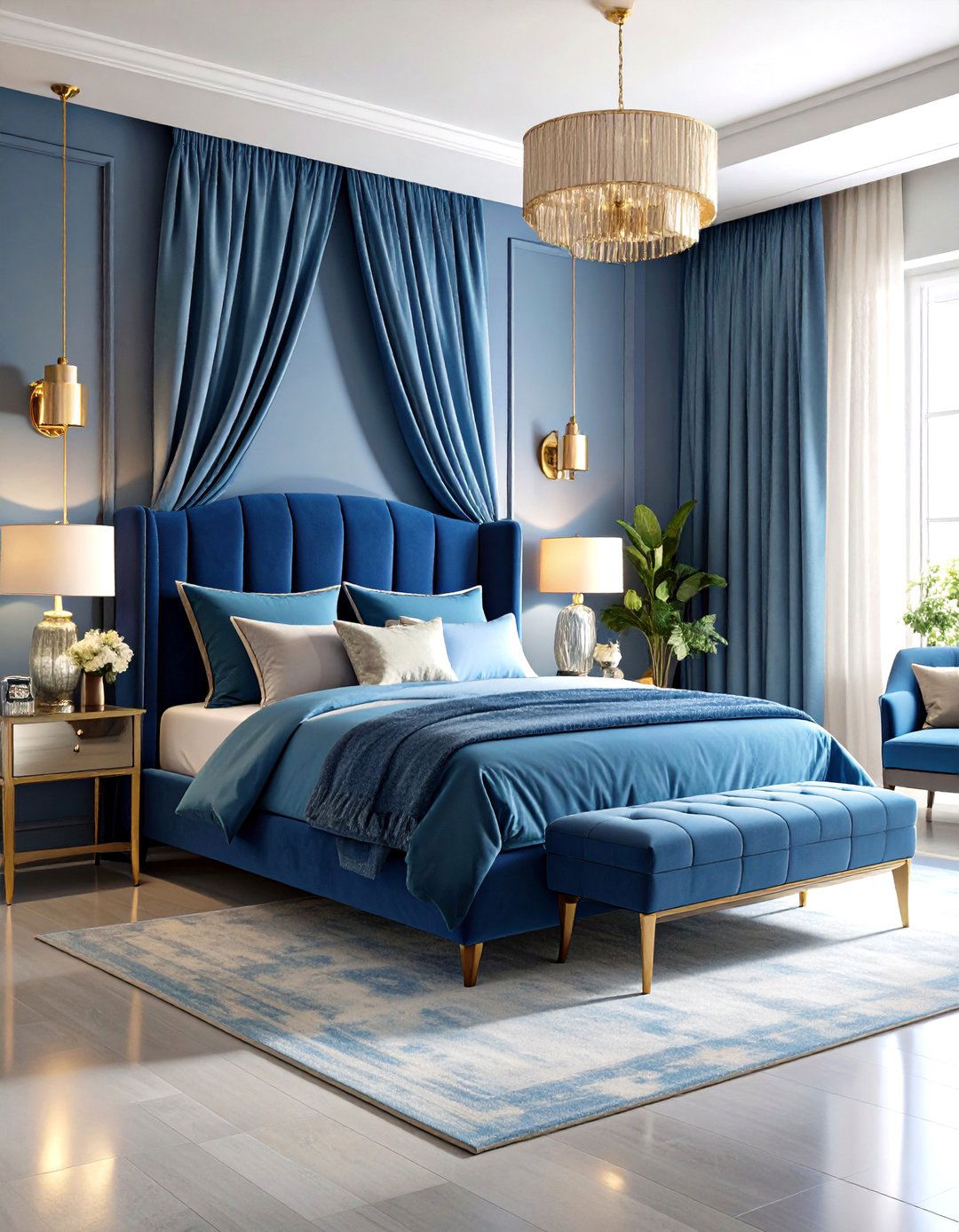 Layered Monochrome Blue Bedroom Tones - 20 Girls Blue Bedroom Ideas