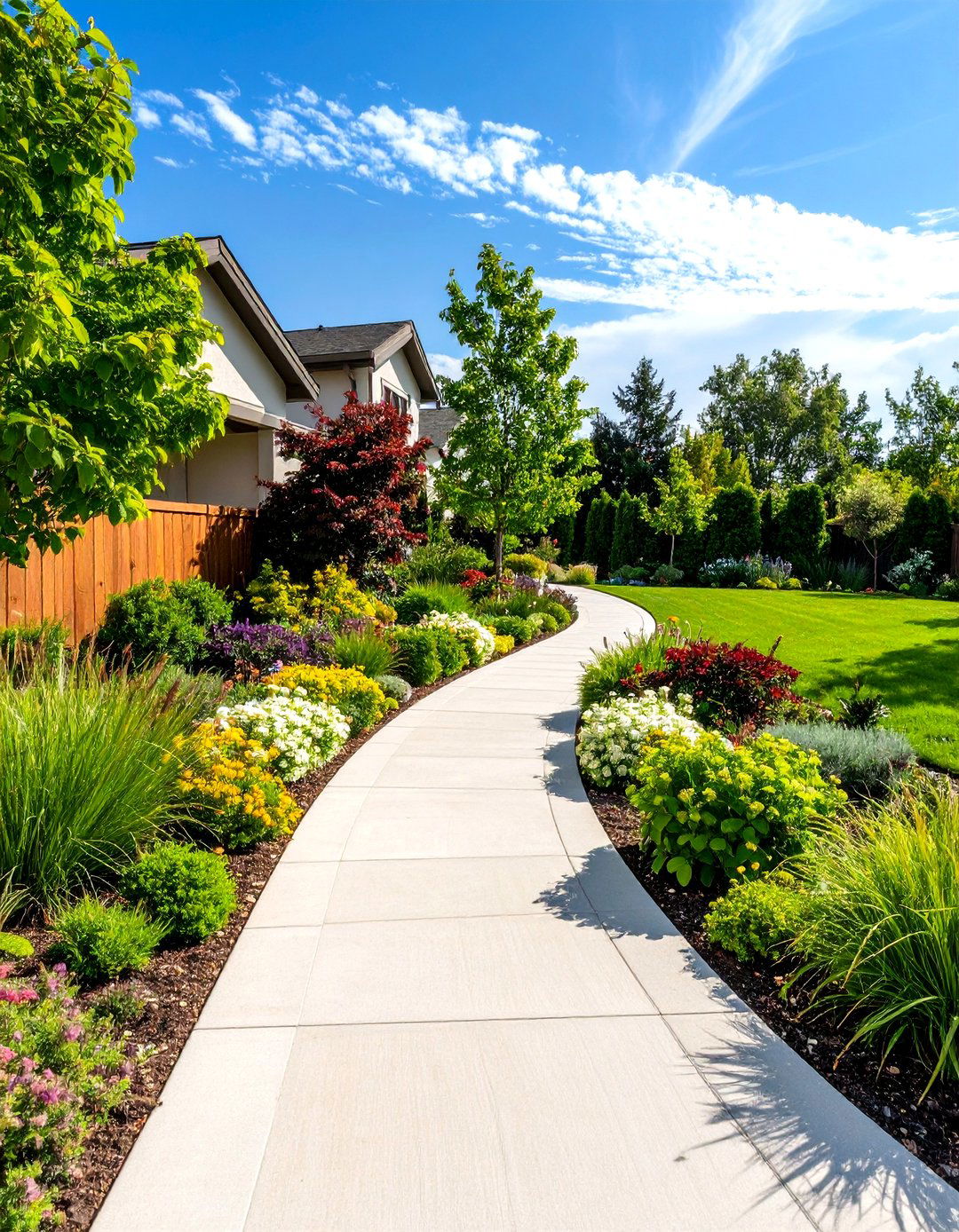 Layered Native Borders Along the Driveway - 20 Driveway Landscape Ideas