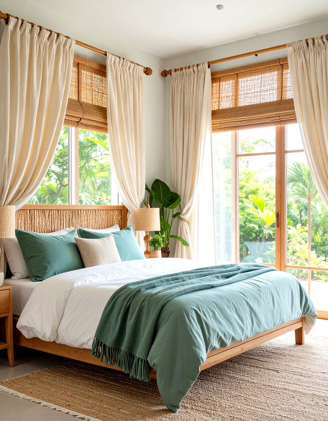 Layered Natural Fiber Window Treatments - 20 Window Treatments Ideas