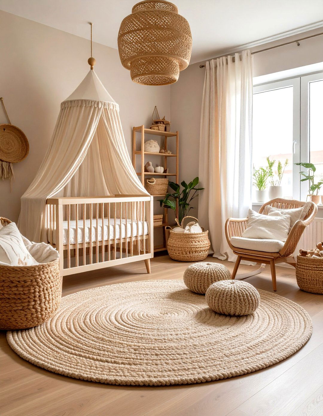 Layered Neutral Palette Calms and Grows with Baby - 20 Farmhouse Nursery Ideas