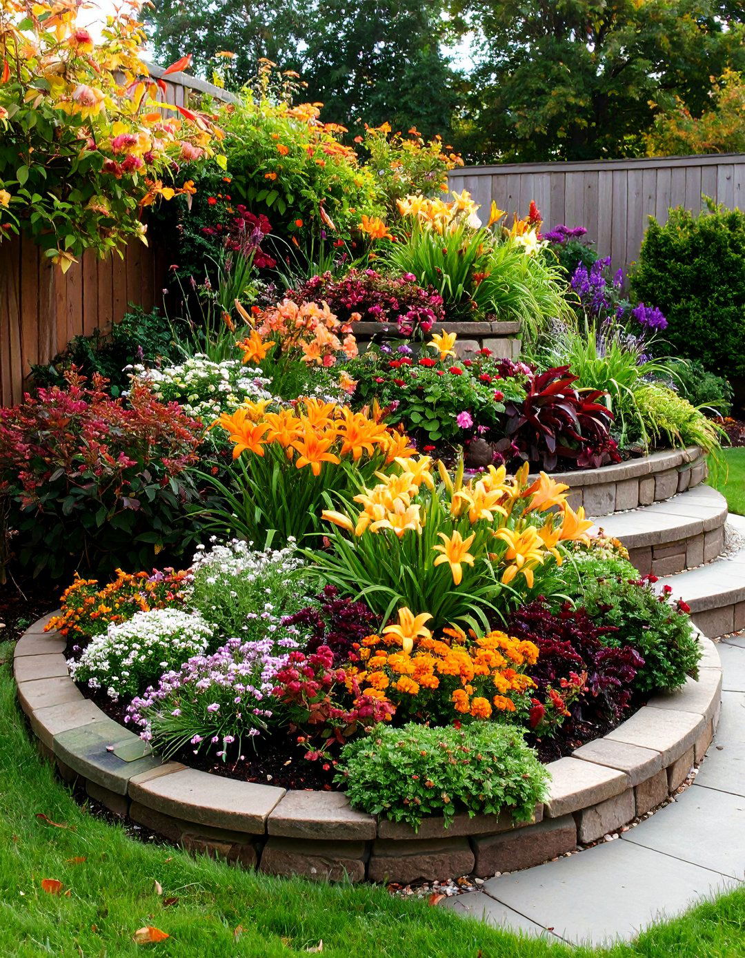 Layered Perennial Flower Bed for Year Round Texture - 20 Flower Bed Ideas