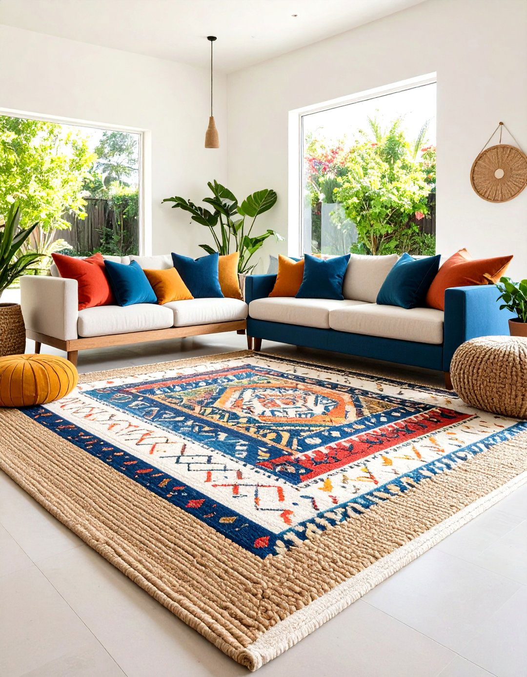 Layered Rug Floor Seating Zones for Open Plan Rooms - 20 Floor Seating Ideas