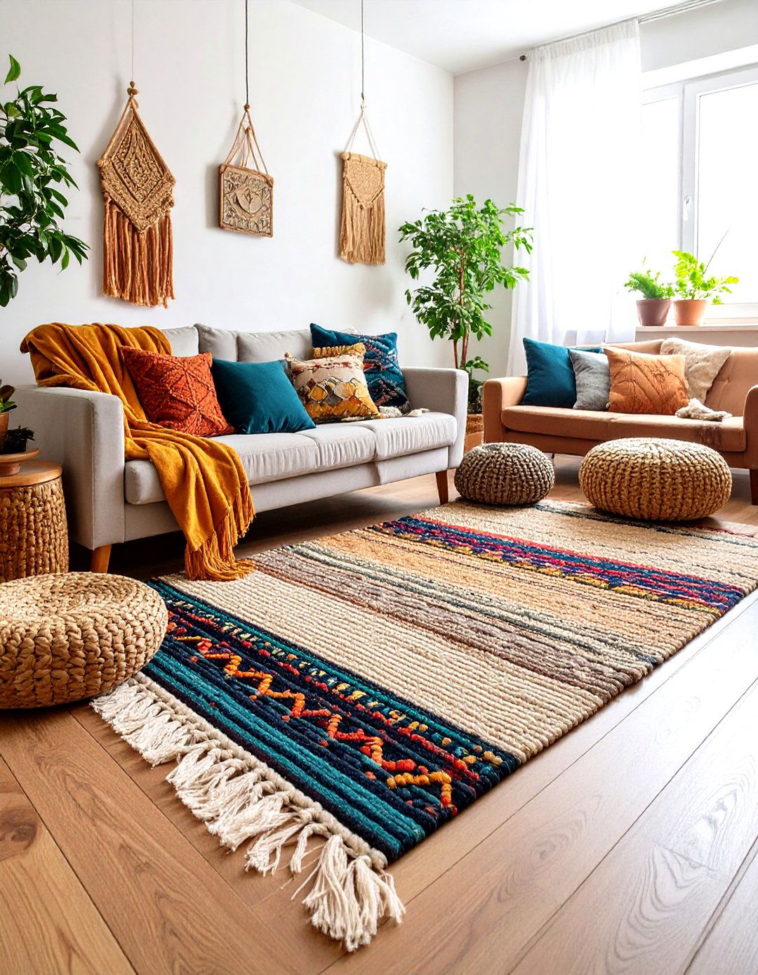 Layered Rugs and Textured Floors - 20 Small Rustic Living Room Ideas