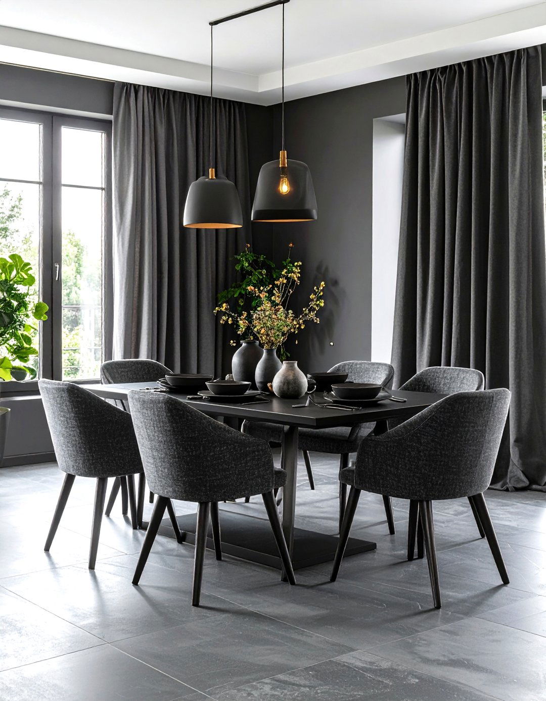 Layered Shades Build a Monochrome Gray Dining Room - 20 Gray Dining Room Ideas