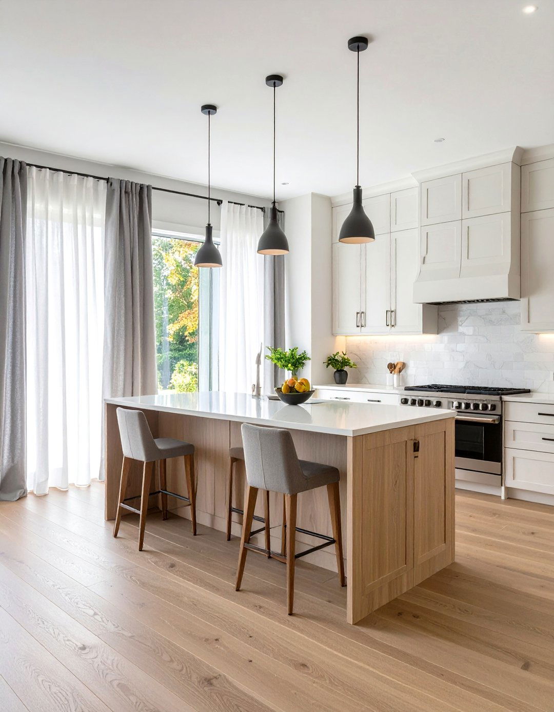 Layered Sheer Kitchen Curtain System - 20 Kitchen Curtain Ideas