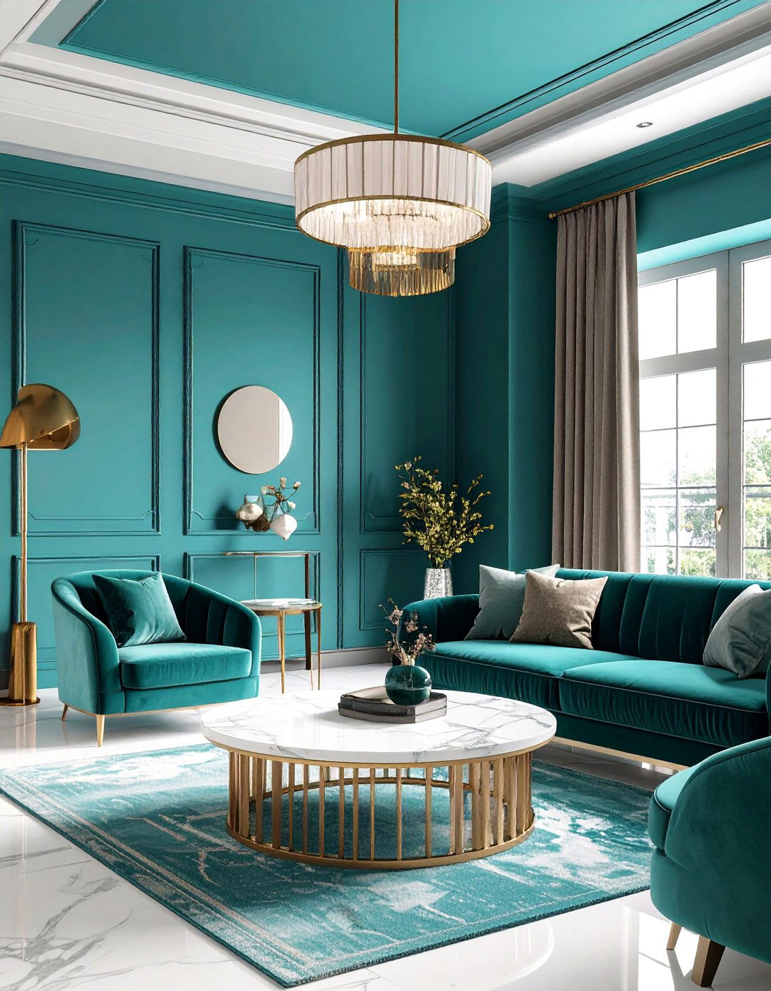Layered Teal Textiles - 20 Teal Living Room Ideas