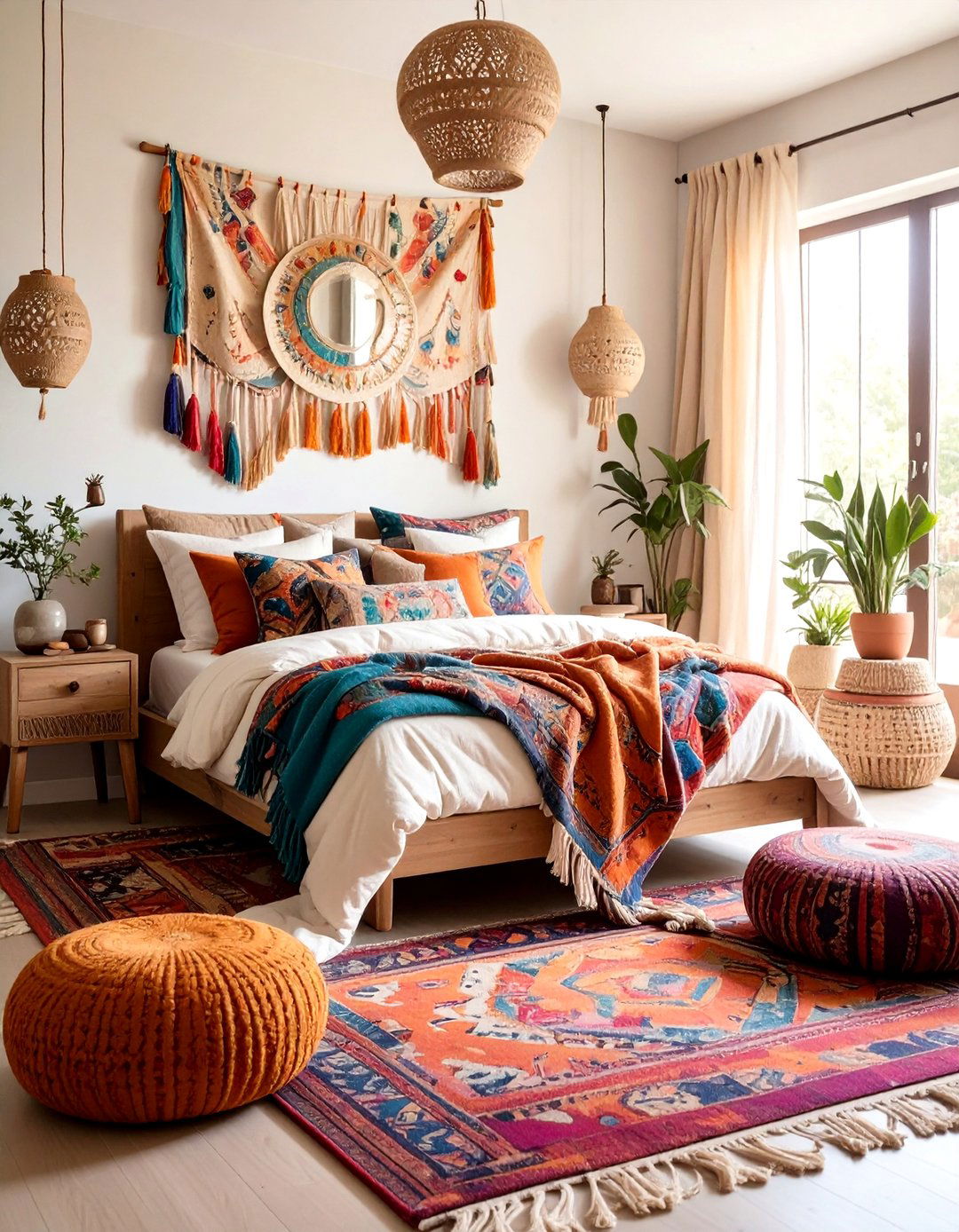 Layered Textile Boho Bedroom Design - 20 Colorful Boho Bedroom Ideas