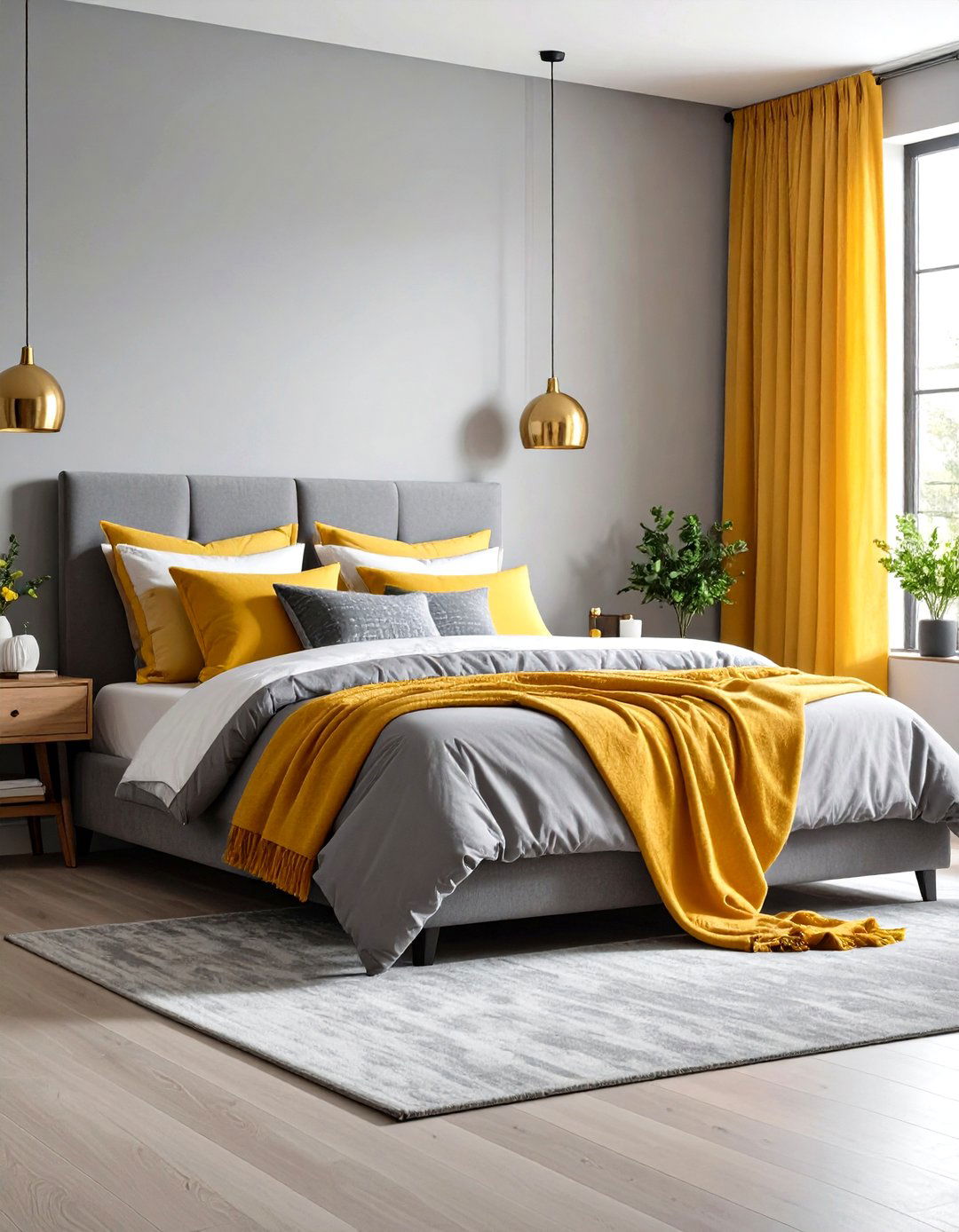 Layered Textile Yellow and Grey Bedroom Comfort - 20 Yellow and Grey Bedroom Ideas