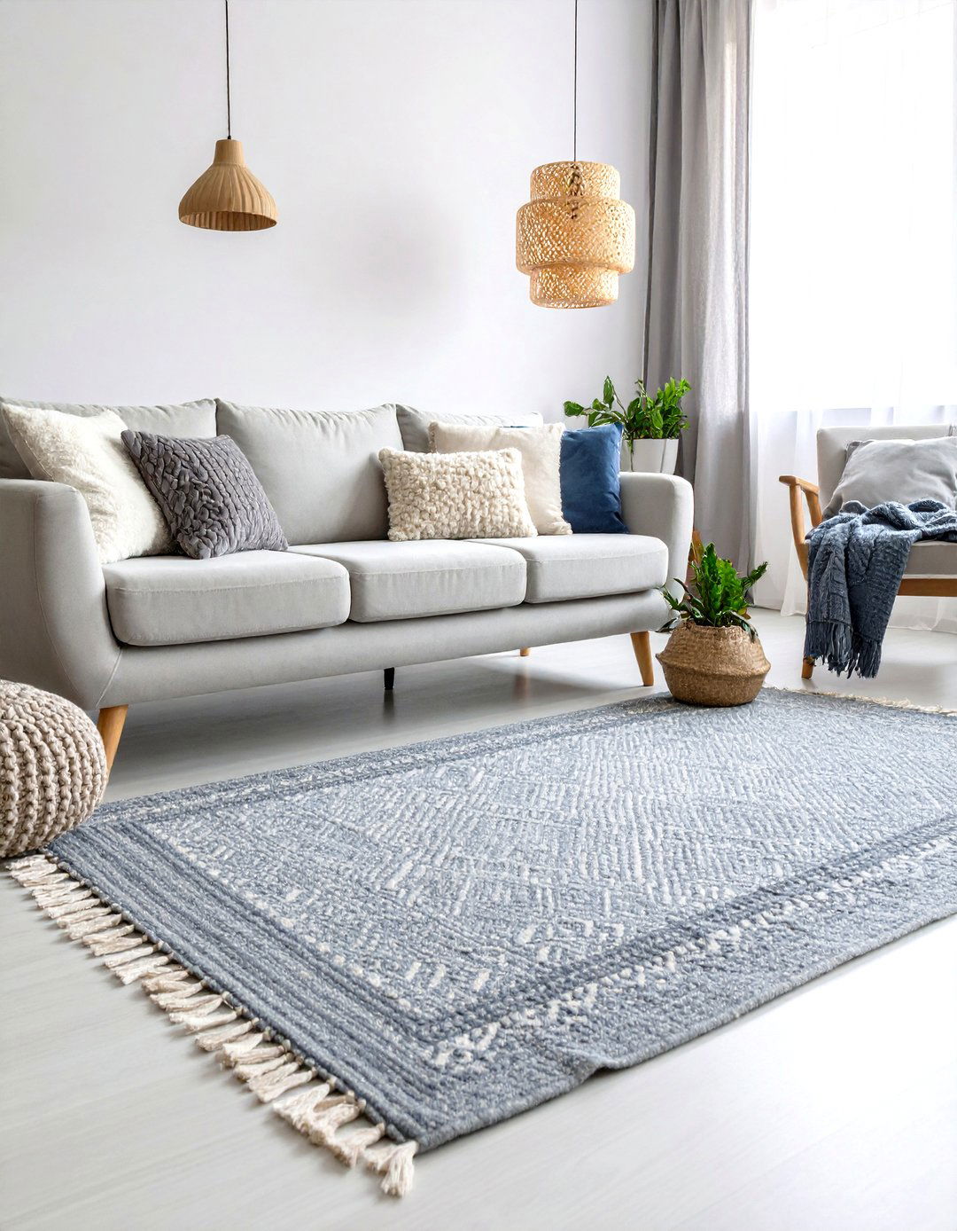 Layered Textiles Add Depth and Warmth - 20 Grey and Sage Green Living Room Ideas