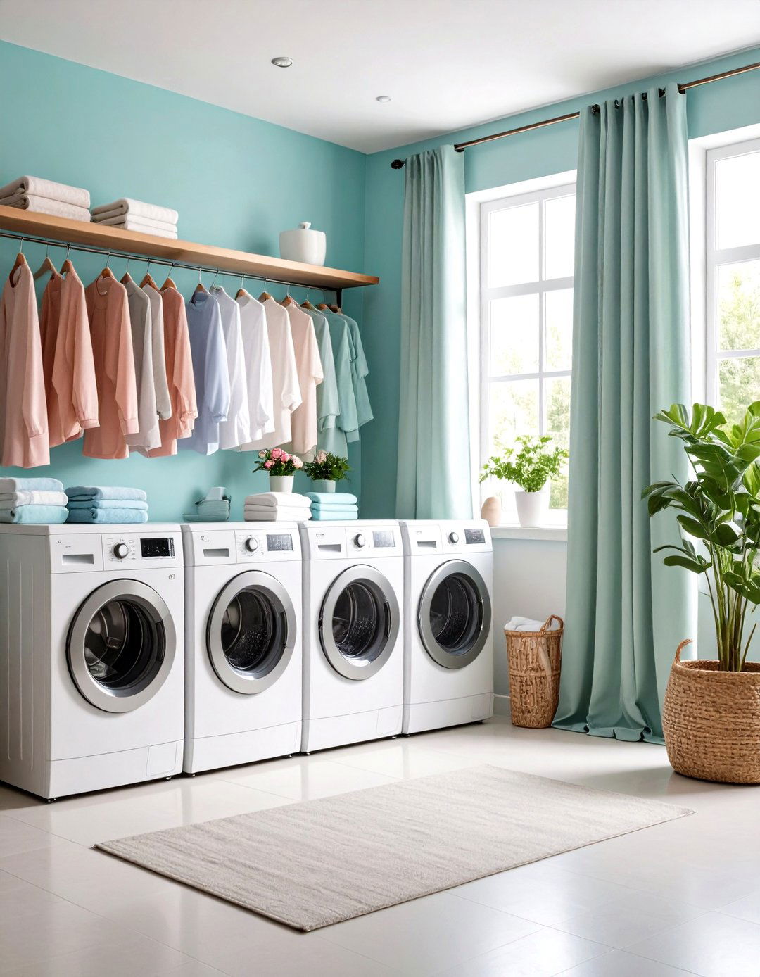 Layered Texture Laundry Room Curtain Composition - 20 Laundry Room Curtain Ideas