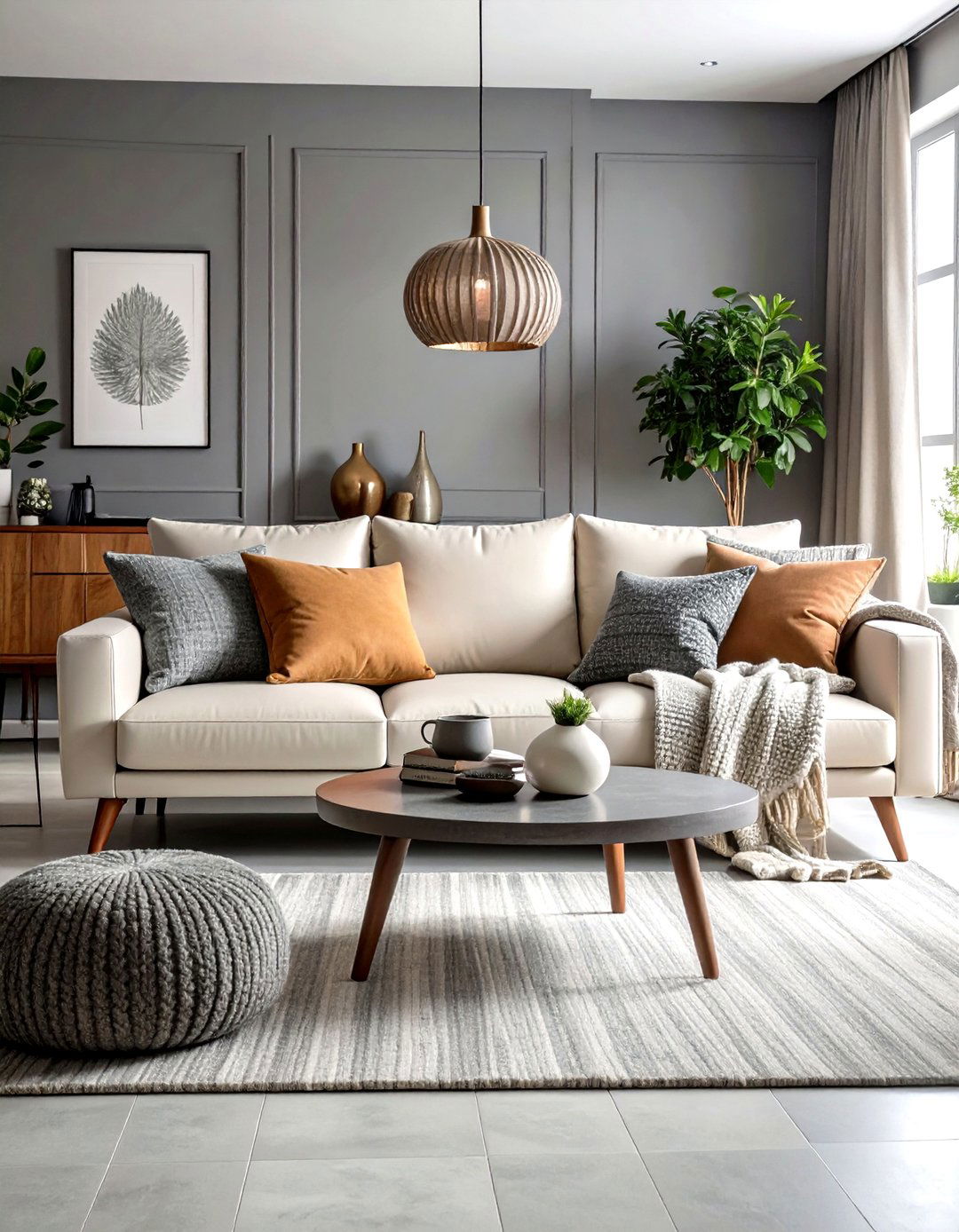 Layered Textures Elevate a Grey and White Living Room - 20 Grey and White Living Room Ideas