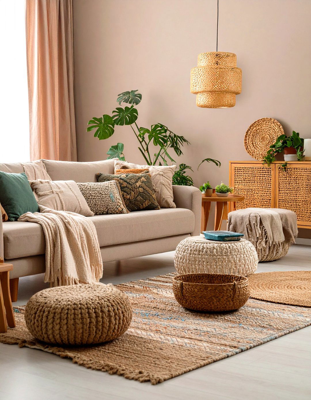 Layered Textures with Natural Fibers - 20 Tan Living Room Ideas