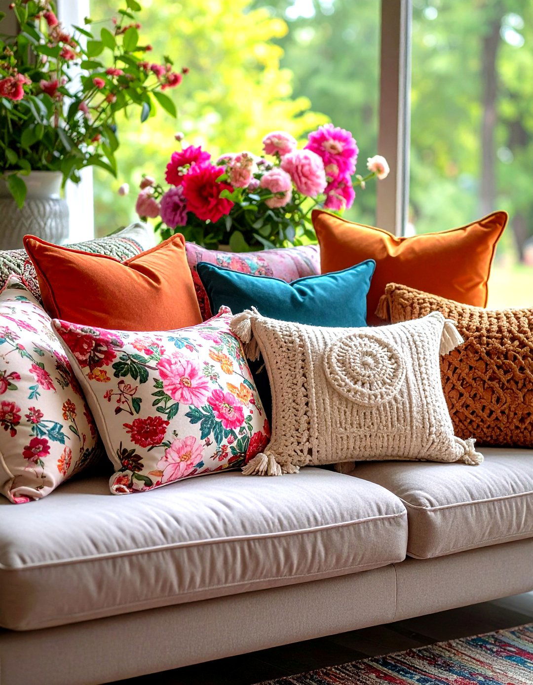 Layered Throw Pillows - 20 Shabby-chic Style Living Room Ideas